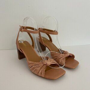 Kensie Kaiko Raffia Peep Toe Heels Womens 8.5 Tan